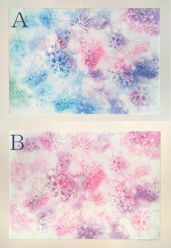 雪の結晶ラッピングペーパー（デザインペーパー）６色１２枚 2枚目の画像