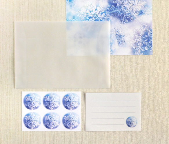 ブルーの雪の結晶レターセット 3枚目の画像