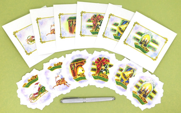 クリスマスの光沢紙メッセージカード６枚　封筒付き 10枚目の画像