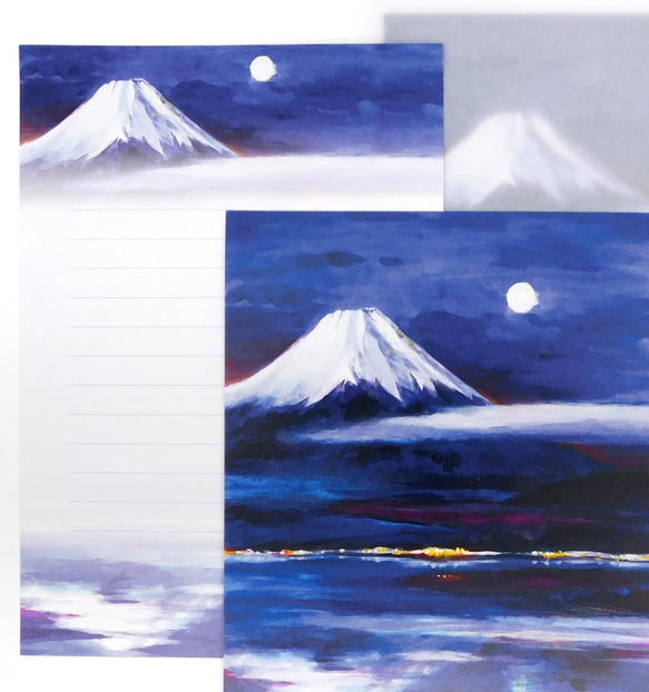 月夜の富士山レターセット 1枚目の画像