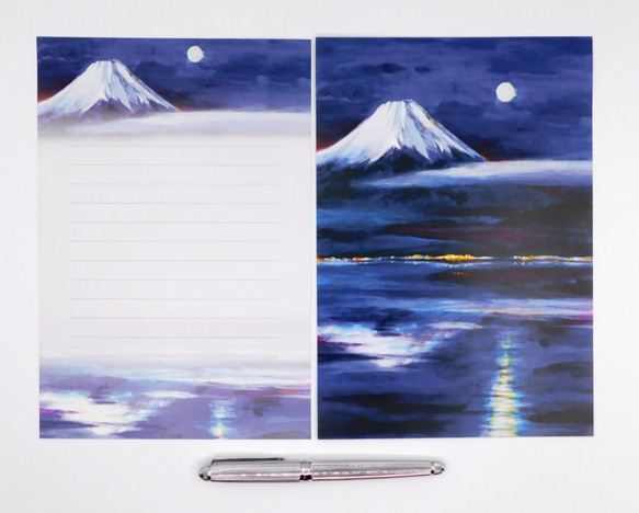 月夜の富士山レターセット 2枚目の画像