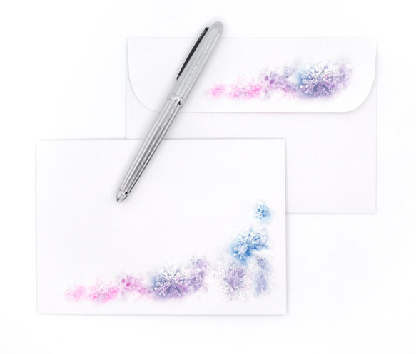 雪の結晶レターセット ブルー～ピンク 3枚目の画像