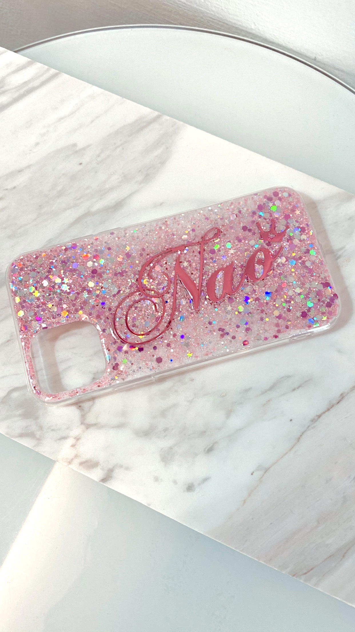 名入れ　多機種対応名前やロゴが入れられるglitterスマホケース