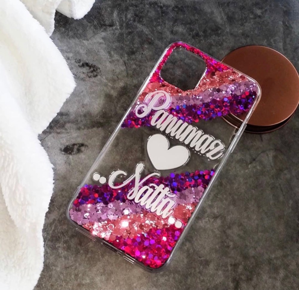 名入れ　多機種対応名前やロゴが入れられるglitterスマホケース