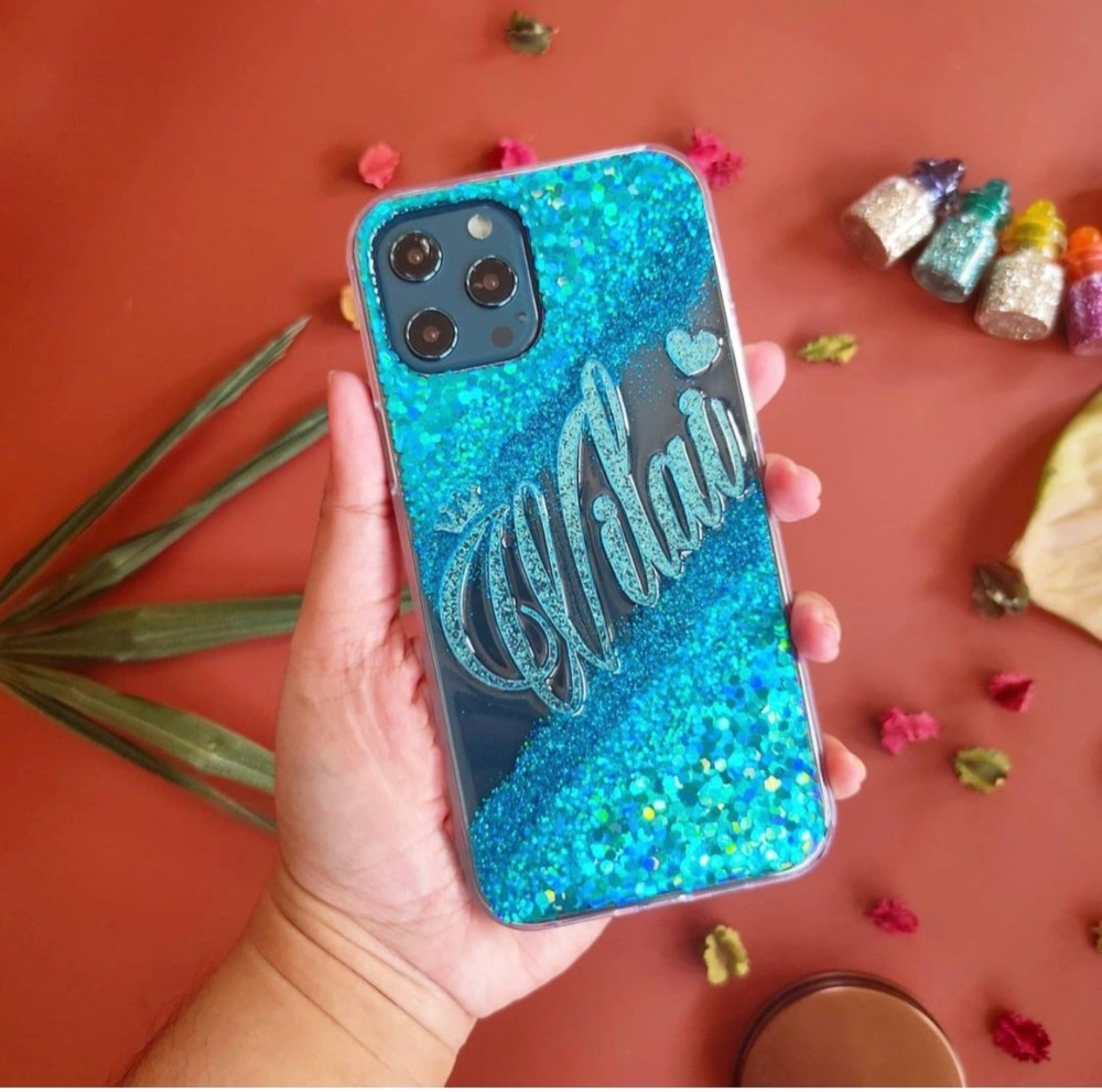 名入れ　多機種対応名前やロゴが入れられるglitterスマホケース