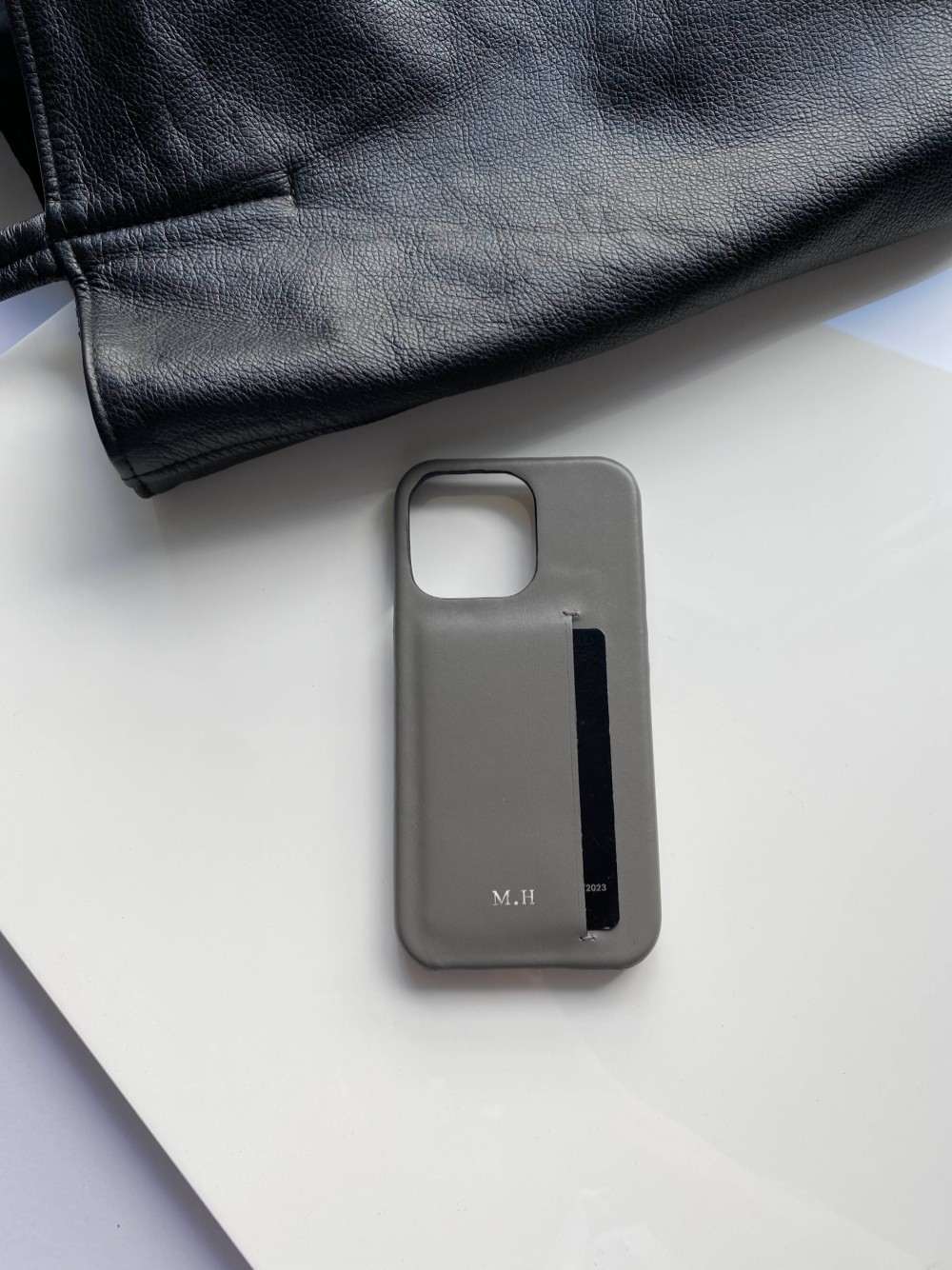 名入れ可　本革　レザー カード収納  名入れ レザーiphoneケース
