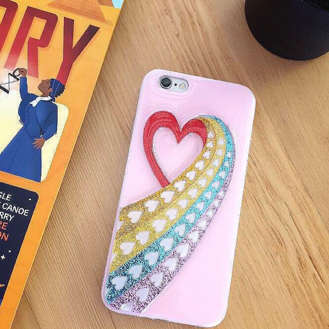 iphonex XS XR 11pro galaxy xperia対応 レインボーハートに名前入れ