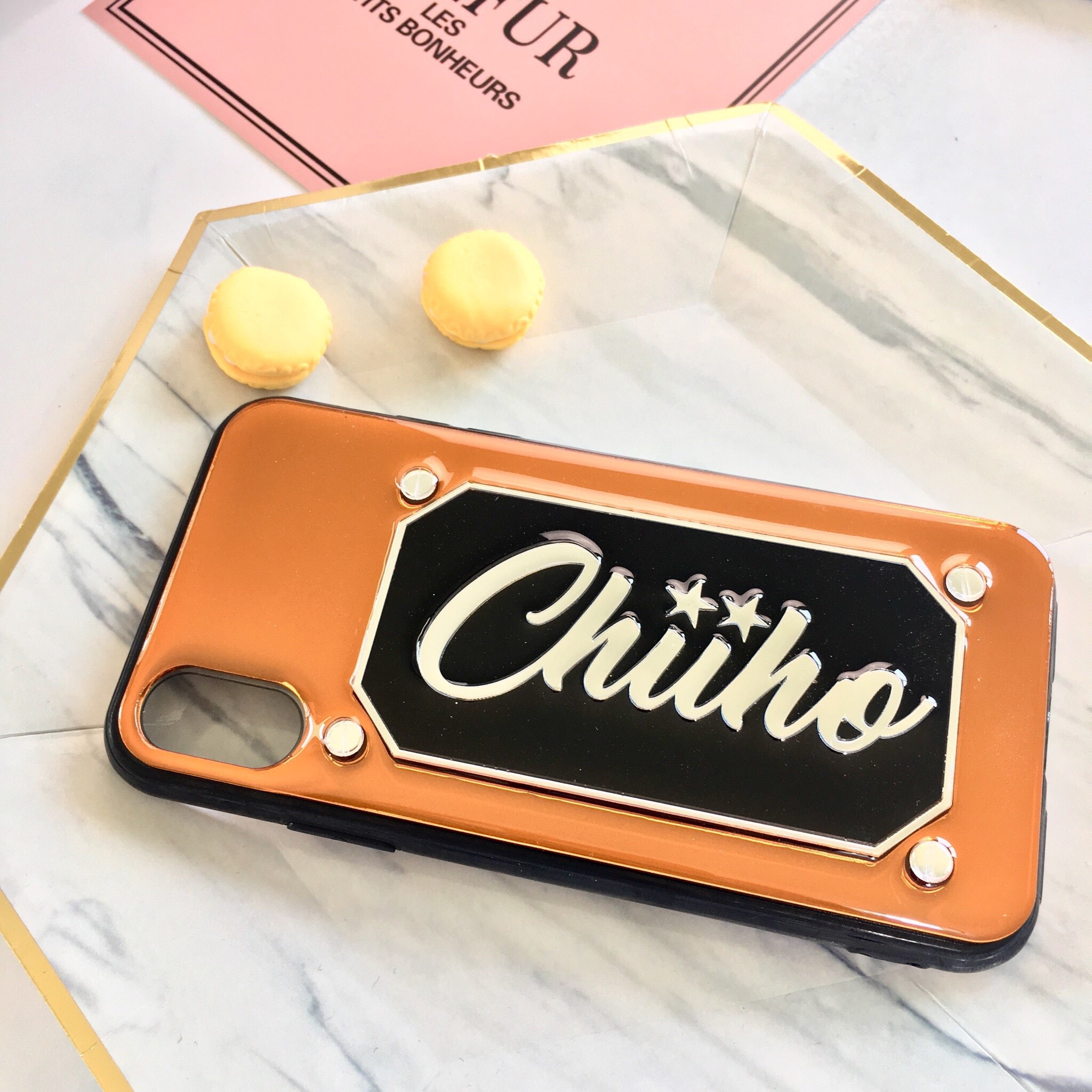 S-383 iphone galaxy 対応 名前やロゴが入るミラースマホケース