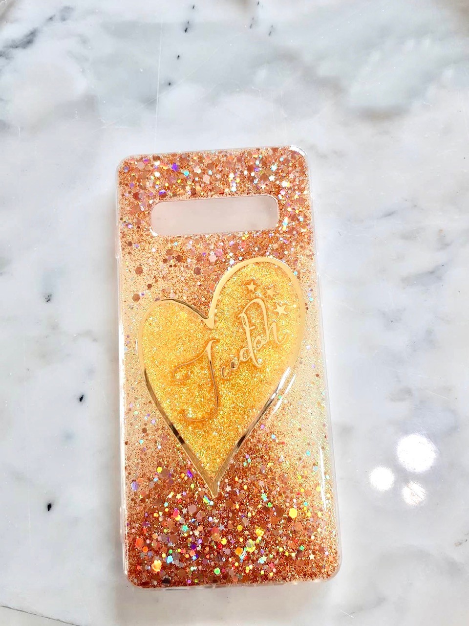 XS XSMax XR 12pro オレンジハートに名前やロゴが入れられるスマホケース