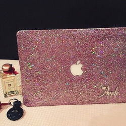 受注生産　クールなGLITTERに名前やロゴが入れられるMacbookケース 1枚目の画像