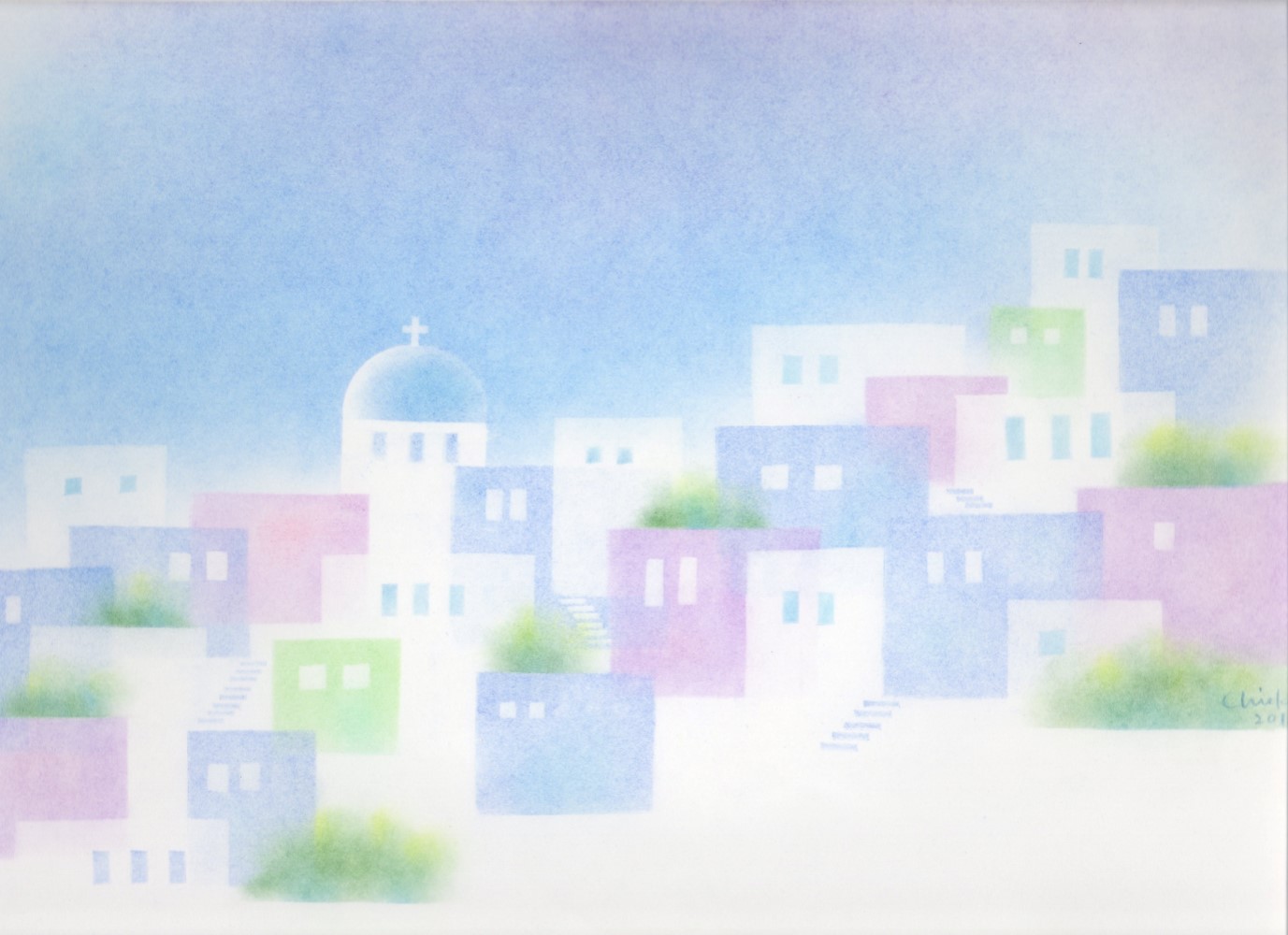 サントリーニNo.15(パステル原画) 17,750円