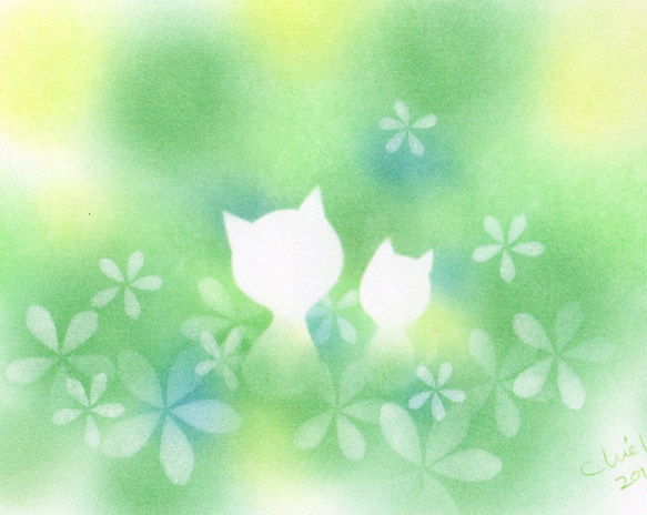 光の花ーグリーン(パステル原画) 1枚目の画像