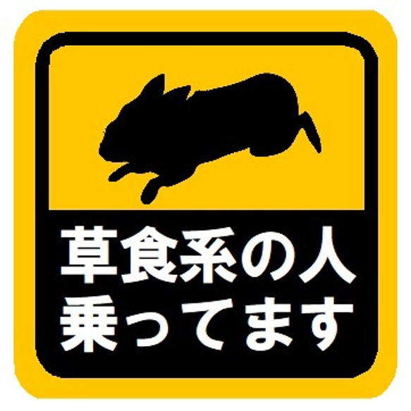 草食系の人が乗ってます カー マグネットステッカー 1枚目の画像