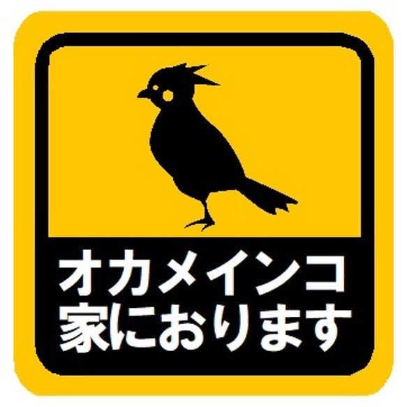 オカメインコ家におります カー マグネットステッカー 1枚目の画像