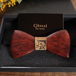 PREMIUM QISUI  　　　　木製蝶ネクタイ　素材:ブビンガ 2枚目の画像