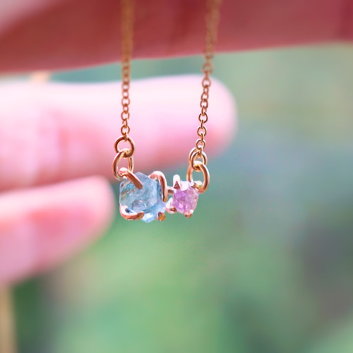 K14gf】アクアマリン×アメジストのネックレス ネックレス・ペンダント