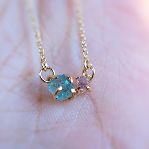 K14gf】アクアマリン×アメジストのネックレス ネックレス・ペンダント