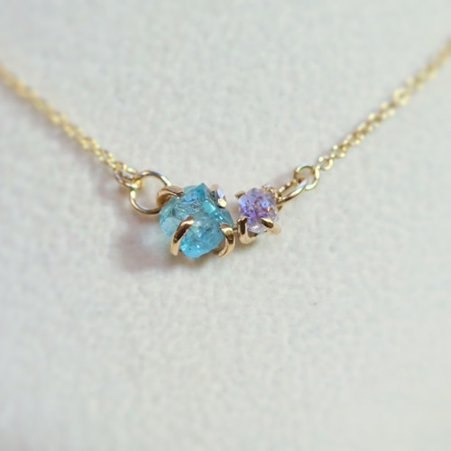 K14gf】アクアマリン×アメジストのネックレス ネックレス・ペンダント