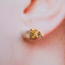 SALE【K14gf】グロッシュラーガーネット×ダイヤモンドクォーツのピアス  片耳 6枚目の画像