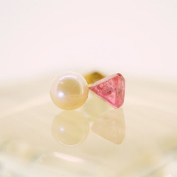 ☆SALE☆【K14gf】ピンクスピネル×あこや本真珠のピアス 3枚目の画像