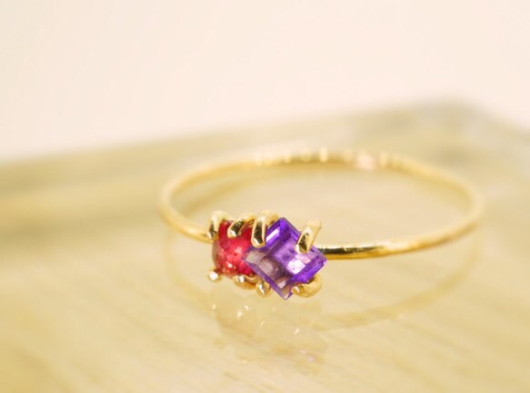 【新品】アメジスト＆サファイヤ❣️925K14WG仕上げリング