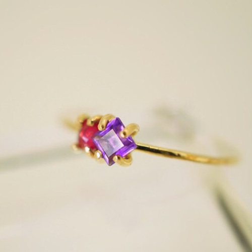 K10WG ルビーアメシストダイヤリング K10WG ルビーアメシストダイヤリング K10WG ルビーアメシスト