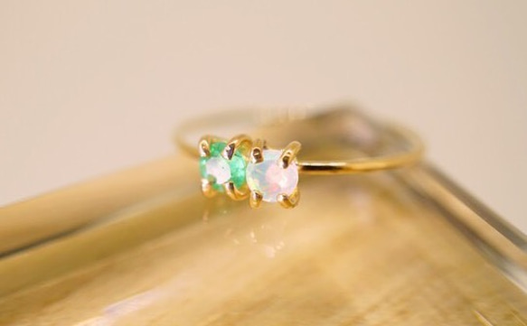 指輪 ルビー, オパール, エメラルド等11 個 K14gf】人気！エメラルド×オパール リング☆受注製作 165 指輪