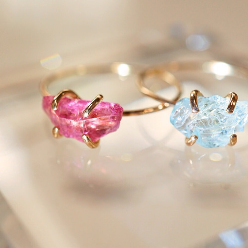 好きに K14gf】アクアマリンの原石リング☆受注製作 指輪・リング 331 アクセサリー