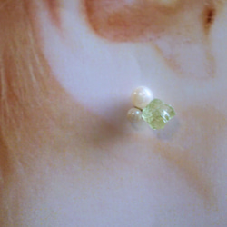 SALE【K14gf】グロッシュラーガーネット×あこや本真珠のピアス 片耳 6枚目の画像