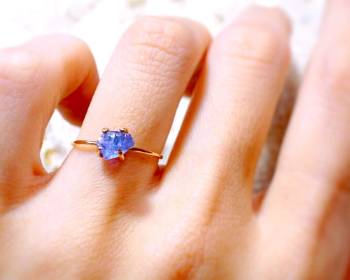 K14gf】高品質タンザナイトの原石リング☆受注製作503 指輪・リング