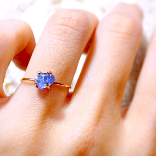 K14gf】高品質タンザナイトの原石リング☆受注製作503 指輪・リング