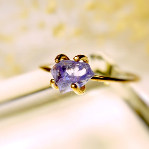 K14gf】高品質タンザナイトの原石リング☆受注製作503 指輪・リング