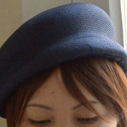 夏素材のベレー帽（ネイビー）【再販】 4枚目の画像