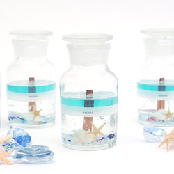 海のキャンドル♡精油100％／シトラスミント　SEA BOTTLE CANDLE／ガラス底タイプ 1枚目の画像