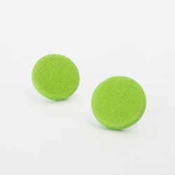 Circle dot 綠色檸檬錠 織布 不鏽鋼耳針 耳環 耳夾 第2張的照片