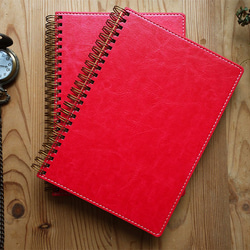 年静かなA5模造シープスキンコイルブック（専用紙 - ペン特殊紙） - 赤い表紙 3枚目の画像