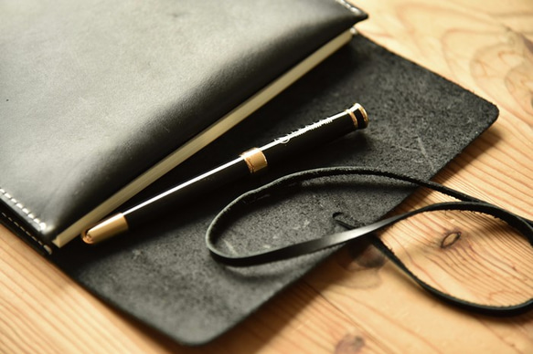 32K handmade black genuine leather book cover 7枚目の画像