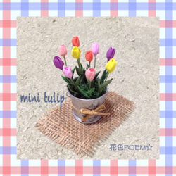 ✴️【再販】粘土の花・にぎやかな小花のミニチューリップたち♪カラフル（バケツ） 5枚目の画像