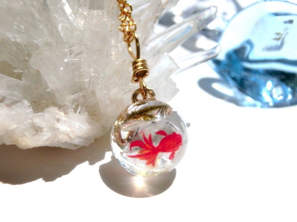 モネの池 / ネックレス / 金魚 / レジン / 夏 / ドーム ネックレス