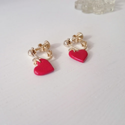 Small Heart Earrings（夾式耳環）◆A　Pigment finish◆ 第3張的照片