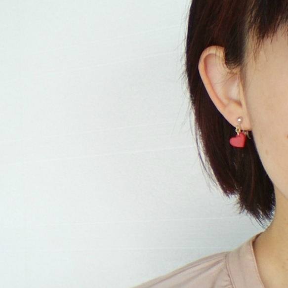 Small Heart Earrings（夾式耳環）◆A　Pigment finish◆ 第4張的照片