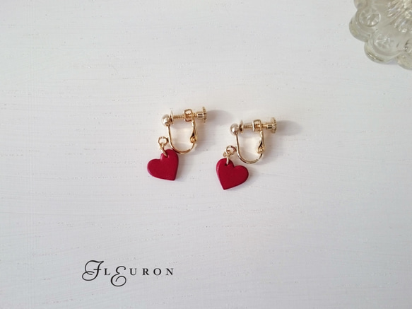 Small Heart Earrings（夾式耳環）◆B　Dye finish◆ 第1張的照片