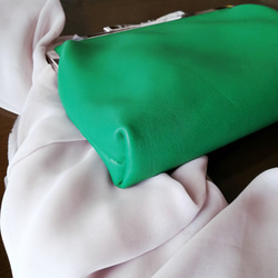 【SALE】残り1点【送料無料】le ruban　クラッチバッグ　フランス製レザー　内側帆布ver.　Green 3枚目の画像