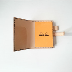 【black】RHODIA　No10 レザーカバー イニシャル刻印無料　イタリアンレザー＆フレンチレザー【受注制作】 2枚目の画像