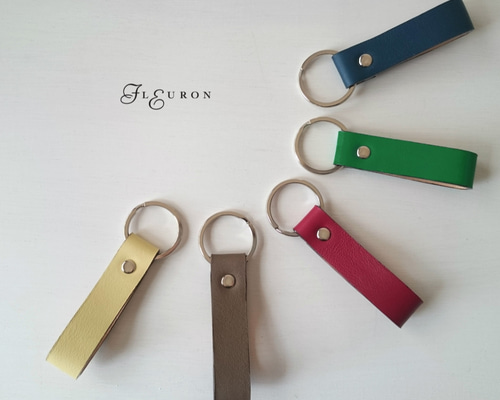 イニシャル刻印無料】キーホルダー フランス製レザー 全5色
