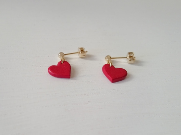 Small Heart Earrings（釘狀耳環）◆A Pigment finish◆ 第3張的照片