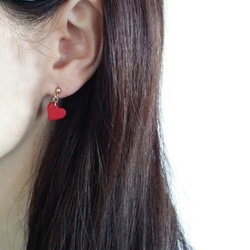 Small Heart Earrings（釘狀耳環）◆A Pigment finish◆ 第4張的照片