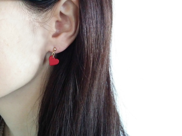 Small Heart Earrings（釘狀耳環）◆A Pigment finish◆ 第4張的照片