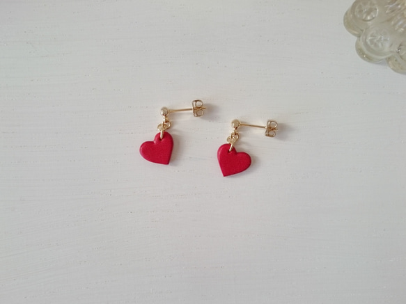 Small Heart Earrings（釘狀耳環）◆A Pigment finish◆ 第7張的照片