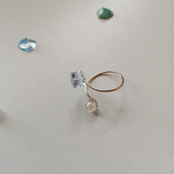 14kgf サイズフリー CUBE ring Opal×pearl 3枚目の画像